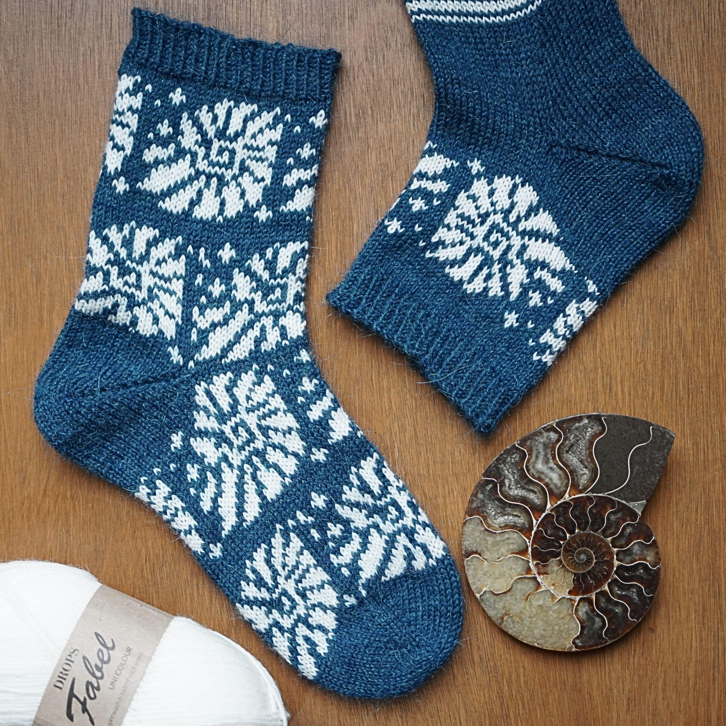 Deepwater Relics Ammonite Sock Knitting Pattern PDF | Fossil Colourwork ...