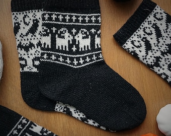 Halloween Socks Knitting Pattern Bundle | Gothic Goats & Spooky Season | Witchy Colourwork Knitting | Halloween Knitting Pattern
