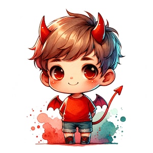 CLIPART - Baby Boy Devil Bundle (4 Images) - Devil - Baby Devil - Satan - PNGs - Design Download - Digital Download