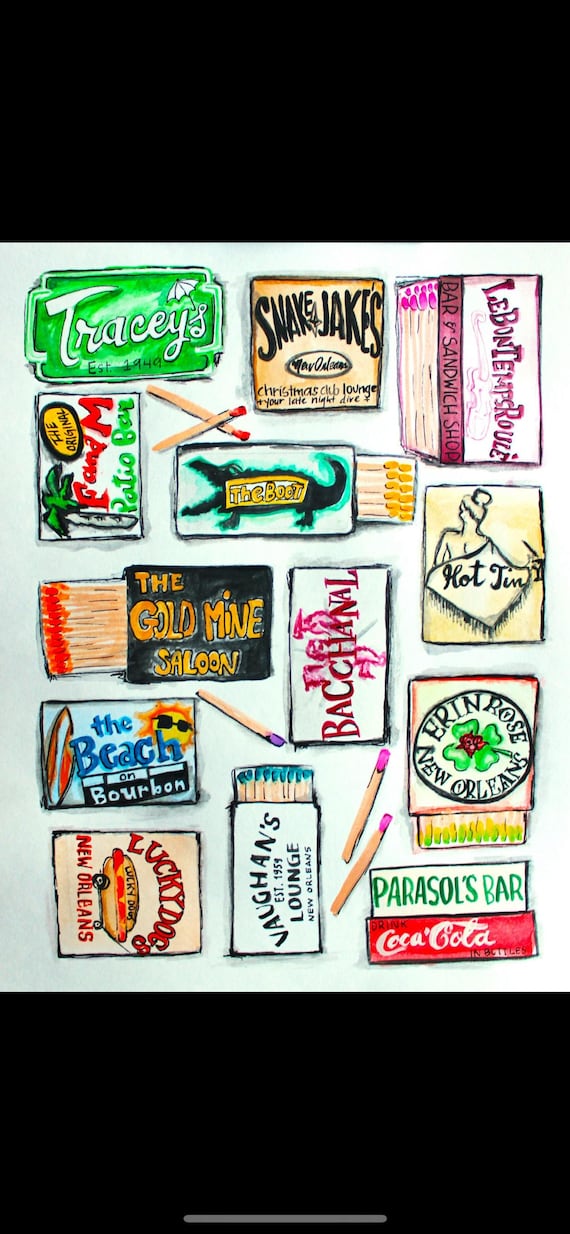 New Orleans Bar Matchbox Watercolor Print