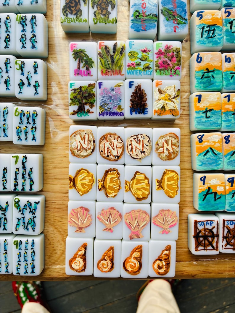 Juego de fichas de mahjong con temática costera imagen 3