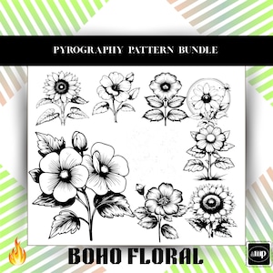 Wunderschönes Blumen Pyrographie Template Bundle