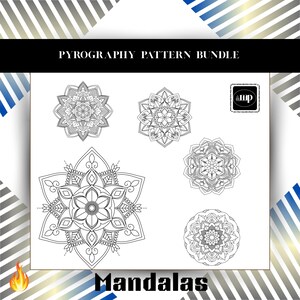 Bundel mandala's pyrografiesjabloon, houtgestookte kunst