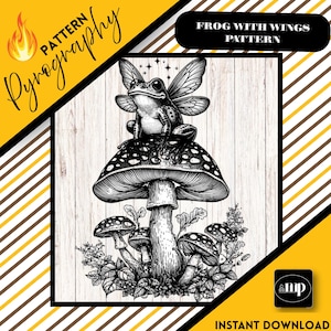 Pilz Frosch Pyrographie-Vorlage, Muster für Wood Grind