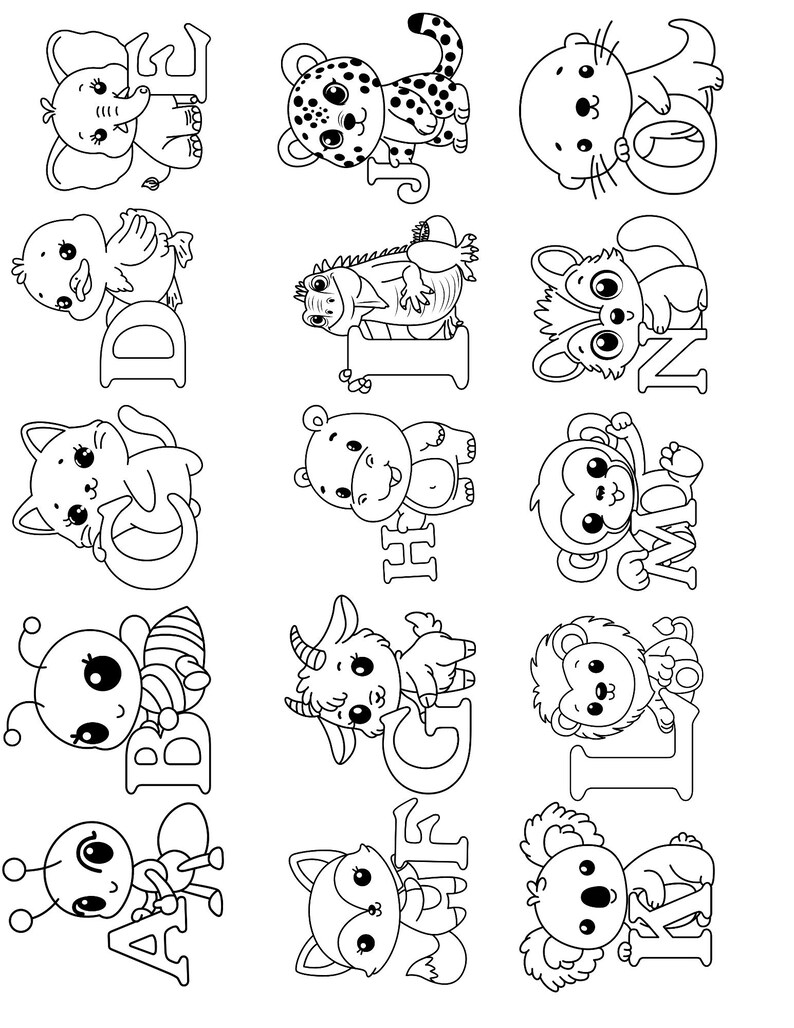 Animal Letters, Pyrography Template Bundle, A-Z With Cute Animals - Etsy