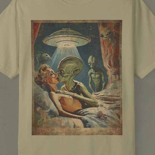 Vintage ALIEN LOVERS UFO T-Shirt, Retro Sci-fi Flying Saucer Shirt, Alien Anniversary Gift, Sleep Paralysis Cryptid Roswell Area 51 Gift