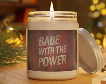 Retro BABE With The POWER Scented Candle, Retro Labyrinth 9oz Soy Candle Decor, Vintage Goblin City Home Decor, Sci-fi Fantasy Bowie Gift