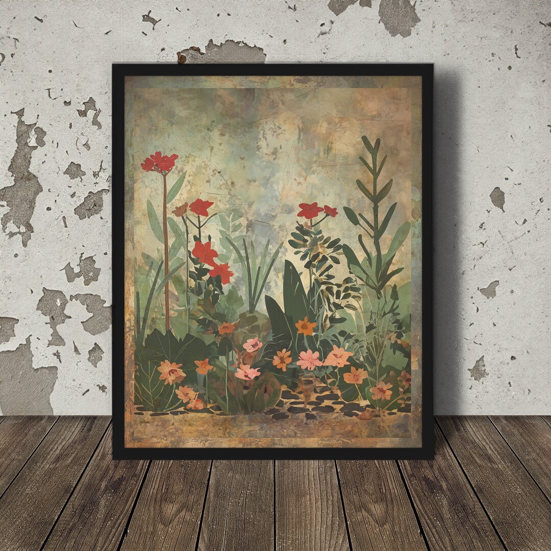 Retro FLOWER Wall Art, Vintage BOTANICAL Home Decor, Floral Nature ...
