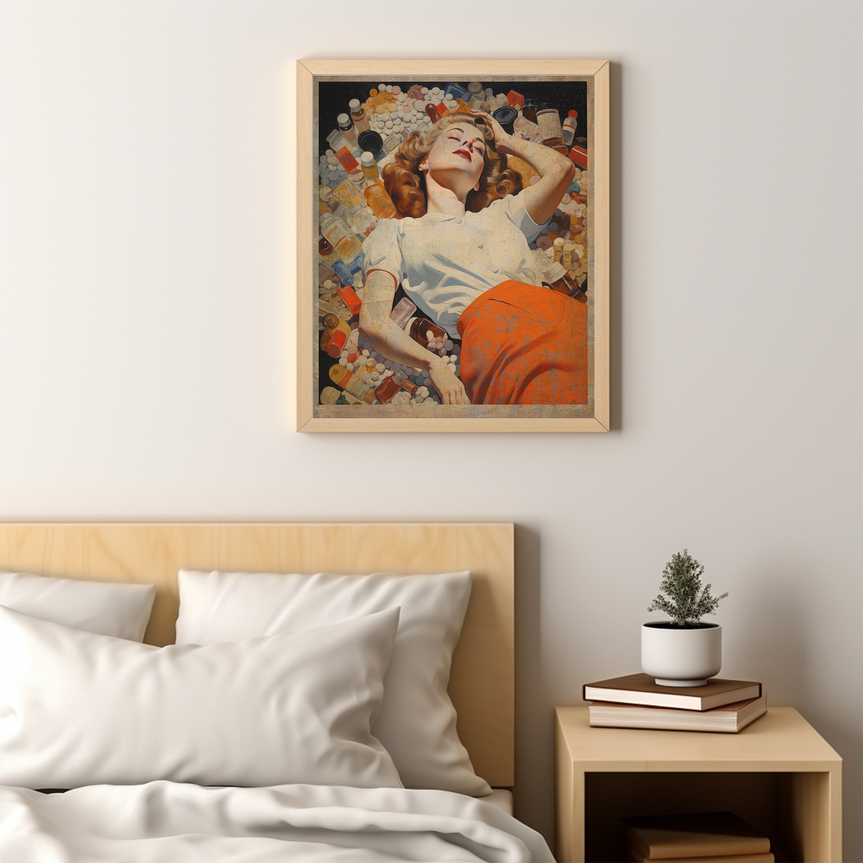 CHILL PILL Retro Poster Happy Pill Wall Art Retro Woman Home Etsy