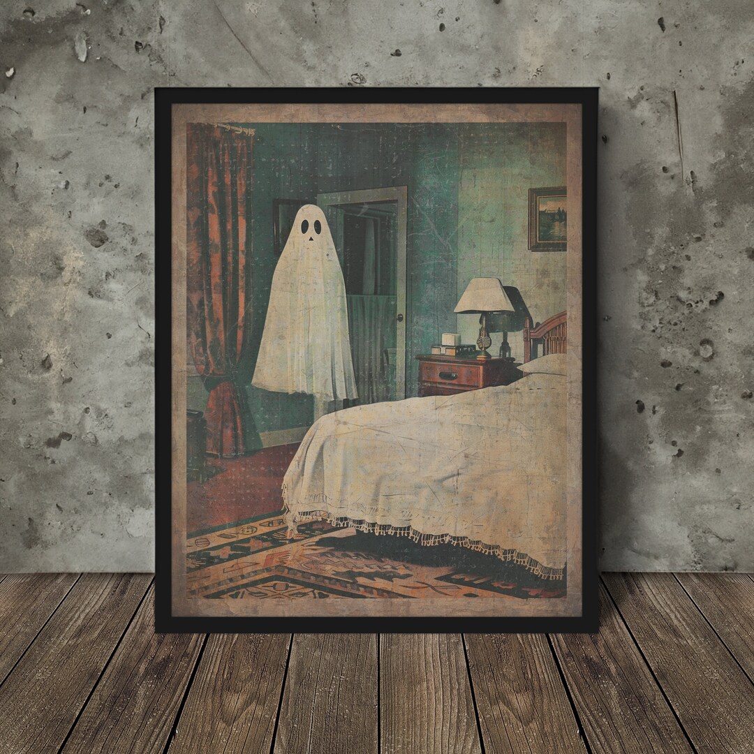 RETRO GHOST Wall Art Poster Print, Vintage Bedroom Spirit Home Decor ...