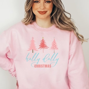 Pink Christmas Tree Sweatshirt, Christmas Tree Sweatshirt, Holiday Sweaters for Women, Winter Sweatshirt, Mom Sweatshirt, Pink Christmas