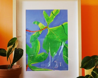 Philodendron Florida - Original gouache painting - framed