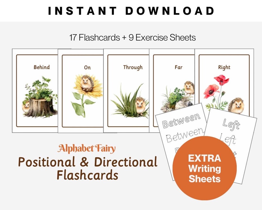 Positional Flashcards for Homeschooling Easy to Read - Etsy