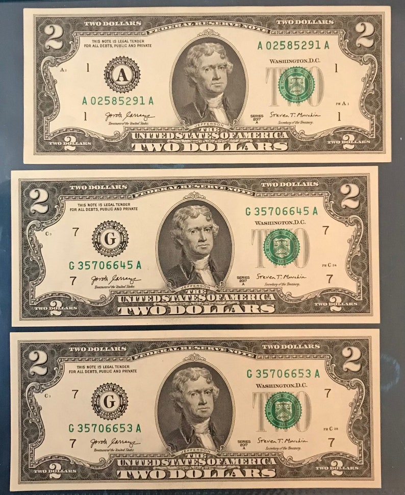 2 Dollar Bills USA Uncirculated Currency. Two Dollar Bill Etsy UK