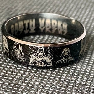 Personalized  Darth Vader Ring Star Wars inspired. outside wrap around, free inside laser engraved