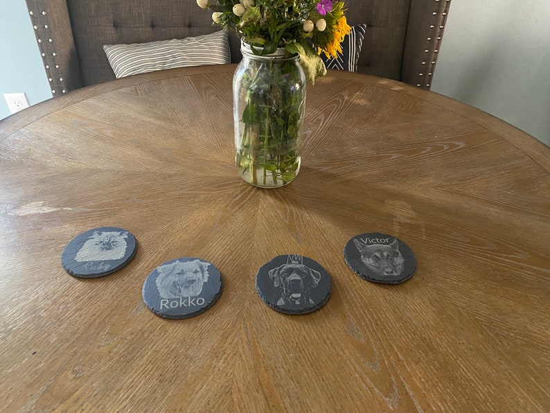 Pet Personalized slate coasters with your Pet image 2