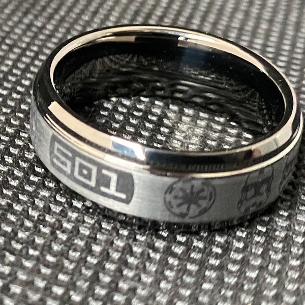 501st Legions Vaders Fist special unit ring on Tungsten Carbide