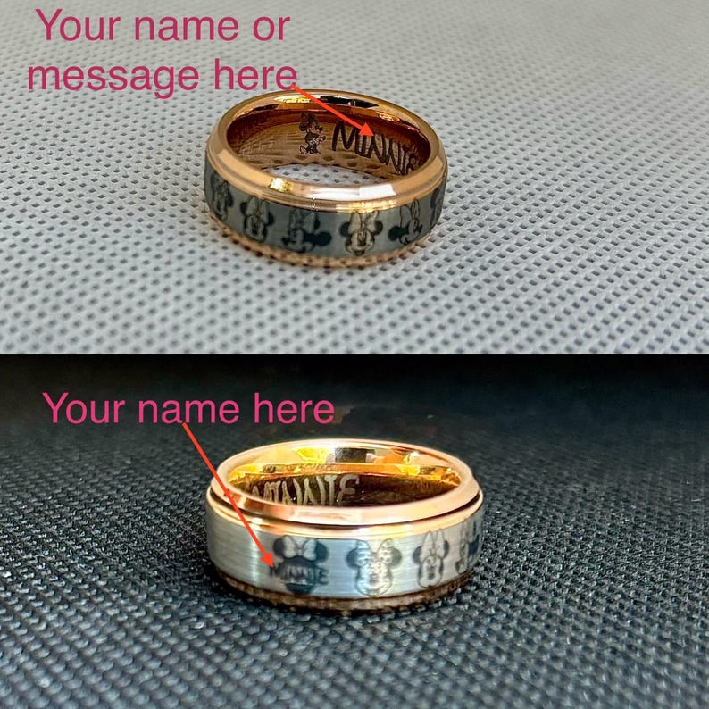 Musring i roséguld, gratis gravyr på insidan av volfram 6 mm eller 8 mm bild 7