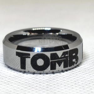 Tomb Raider inspired Font ring on tungsten