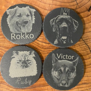 Pet Personalized slate coasters with your Pet image 1