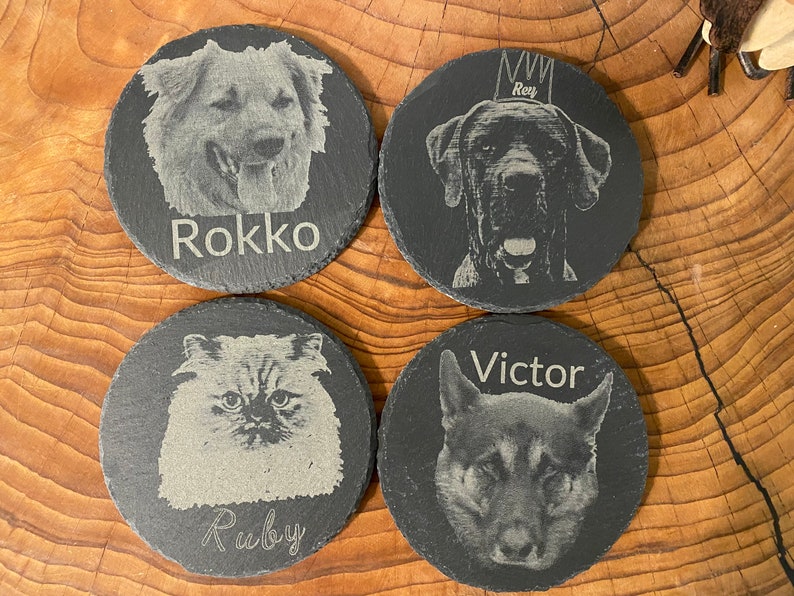 Pet Personalized slate coasters with your Pet image 1