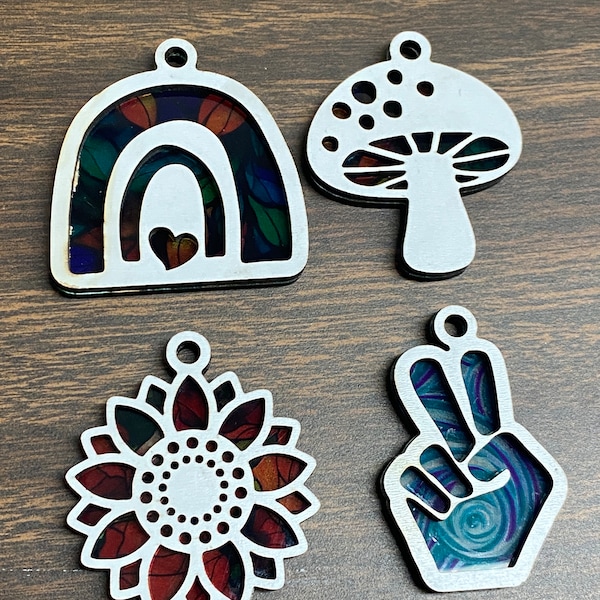 beautiful stained glass look tiny suncatchers / car charms