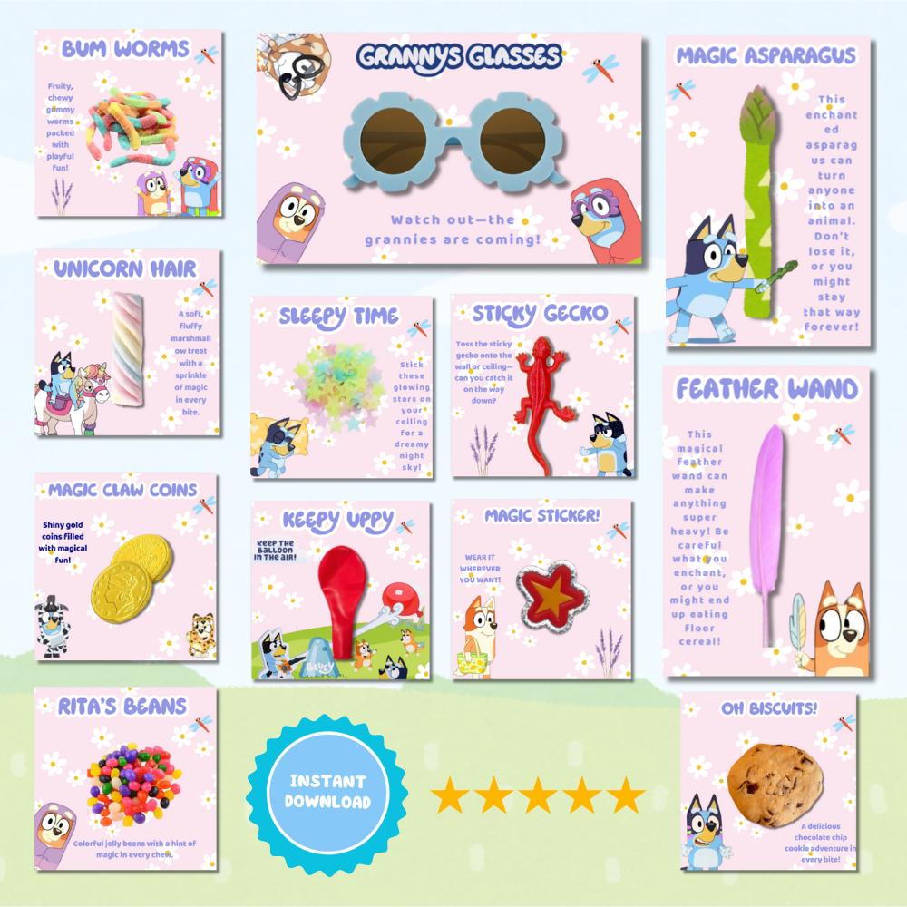 Digital Bluey Party Label Template