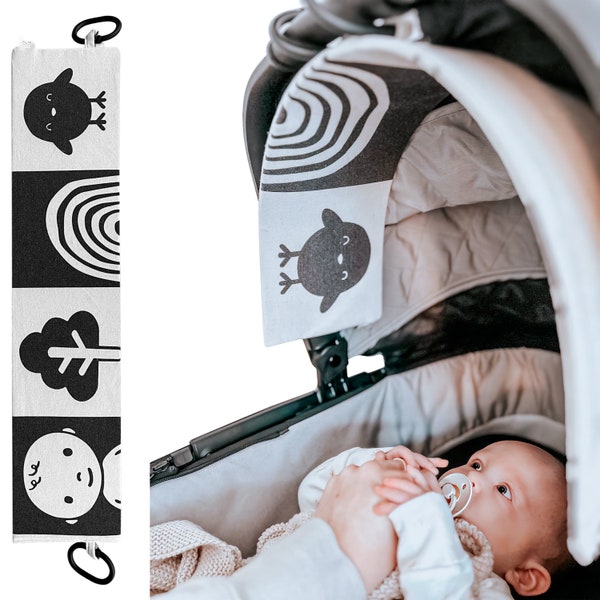 Baby Sensory Toy 0-5 Months / Unique Newborn Baby Gift / Montessori Black & White Pram Toy / Paediatrician Approved / Baby Shower Gift