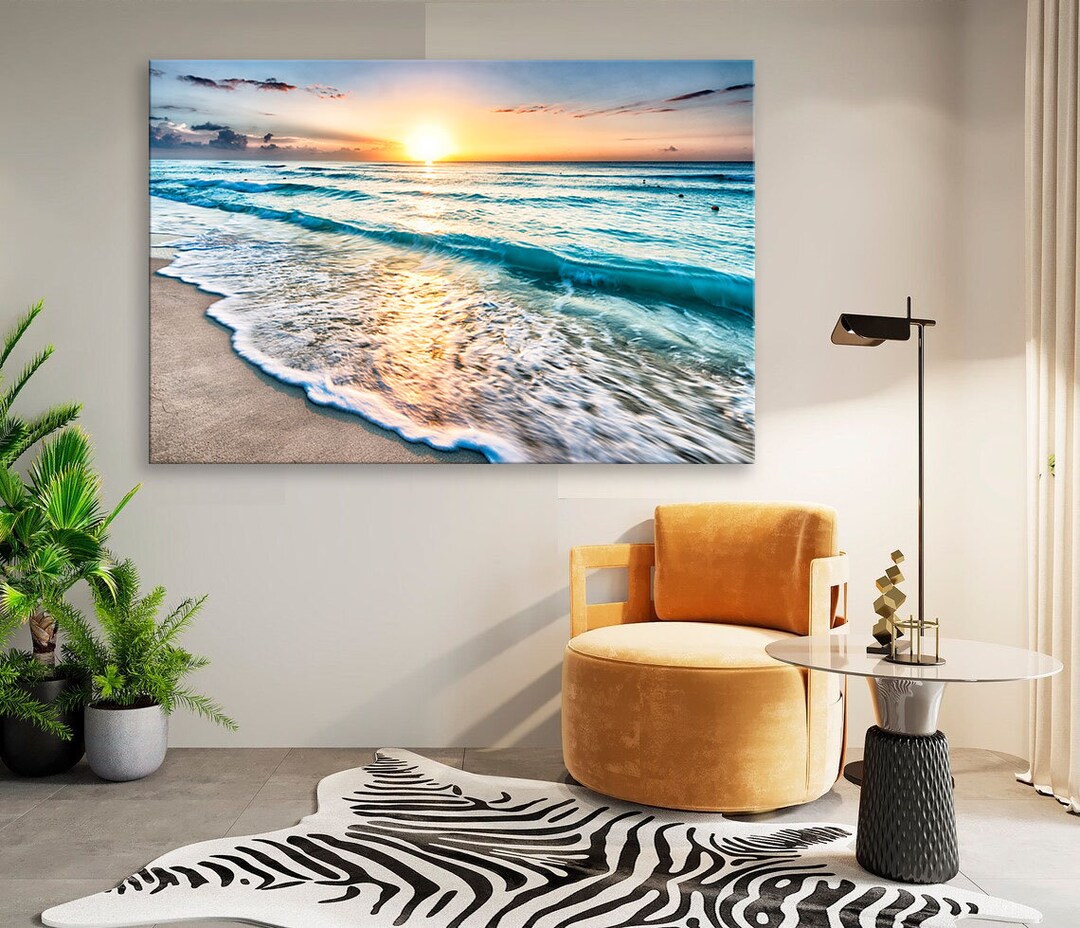 Pastel Minimalist Wave Photo. Set of 3 Beach House Wall Art