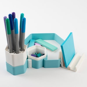 Catchall tray organizer for home office organization for student desk accessories catch all tray with tablet holder phone stand modern