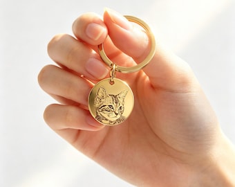 Llavero personalizado con retrato de mascota grabado a partir de una foto, llavero conmemorativo para perros y gatos, regalo personalizado para recordar a tu mascota fallecida, recuerdo con el nombre de tu mascota.