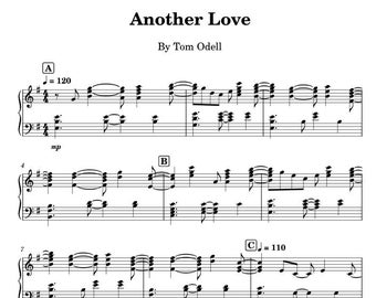 Another Love - Tom Odell Official Sheet Music Downloadable PDF