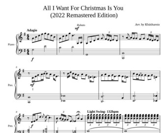 All I Want For Christmas Is You - Mariah Carey Official Sheet Music Downloadable PDF