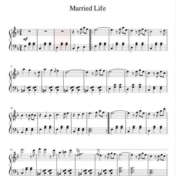 Married Life - Michael Giacchino (UP) Official Sheet Music Downloadable PDF