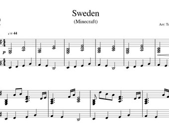 Sweden - C418 (Minecraft) Official Sheet Music Downloadable PDF