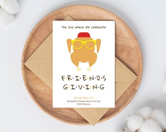 Thanksgiving Invitation Template, Friends, Thanksgiving, Editable Template, Printable Invitation, Friendsgiving, Friendsgiving Invitation
