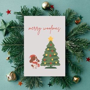 Merry Woofmas Christmas Card, Christmas Card, Dog Christmas Card, Dog Christmas, Pet Holiday Greeting Card, Pet Christmas, Dog Christmas