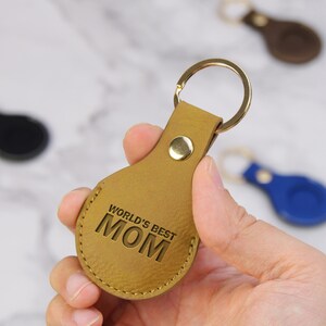 Airtag Leather Keychain, Personalized Airtag Holder, Gift For Father&#39;s day, Custom Keychain, Gift For Him, Apple AirTag Case