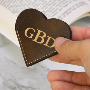 Personalized Leather Heart Bookmark, Engraved Bookmark, Literary Gift, Reader Gift, Birthday Gift, Quick Gift for Her