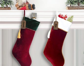 Christmas Velvet Stockings, Personalized with Velvet Cuff, Family Gift Stockings, Personalized Velvet Stockings, Christmas Stockings STC7