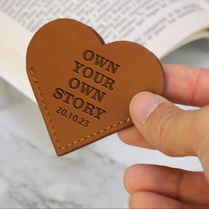 Personalized Leather Heart Bookmark, Engraved Bookmark, Literary Gift, Reader Gift, Birthday Gift, Quick Gift for Her