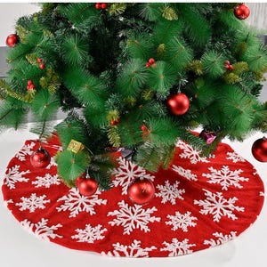 Snowflake Christmas Tree Skirt, Home Decor Tree Skirt, Christmas Decorations, Pine Tree Skirt, Family Gift for Xmas, Xmas Tree Skirt
