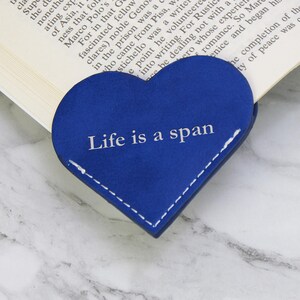 Personalized Leather Heart Bookmark, Engraved Bookmark, Literary Gift, Reader Gift, Birthday Gift, Quick Gift for Her