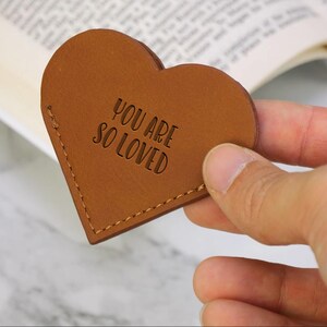 Personalized Leather Heart Bookmark, Engraved Bookmark, Literary Gift, Reader Gift, Birthday Gift, Quick Gift for Her