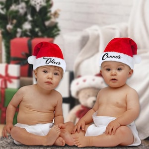 Plush Velvet Personalized Santa Hat, Custom Santa Hats, Hats for Christmas, Family Santa Hat, Christmas Family Gift XCP1