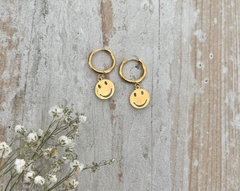 Ohrringe Smiley Ohrhänger Gold Smiley