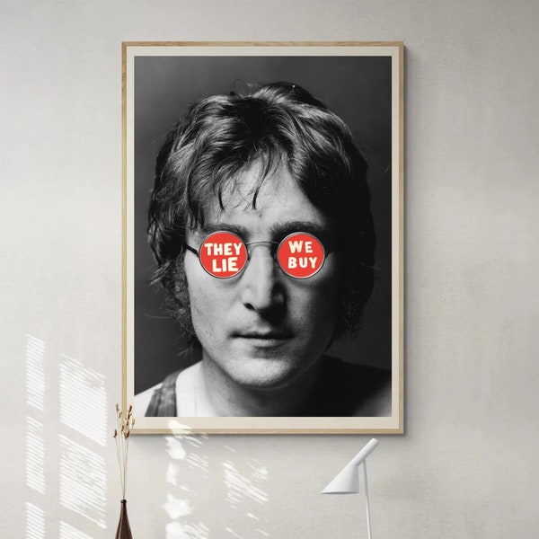 John Lennon Glasses, John Lennon Poster, The Beatles Wall Decor, Black and White Wall Art, Photography Prints, Hey Jude, Printable Art