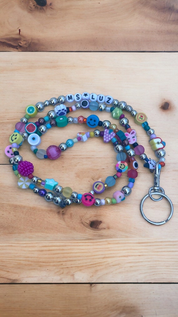 Custom Fun Beaded Badge Holder Necklace