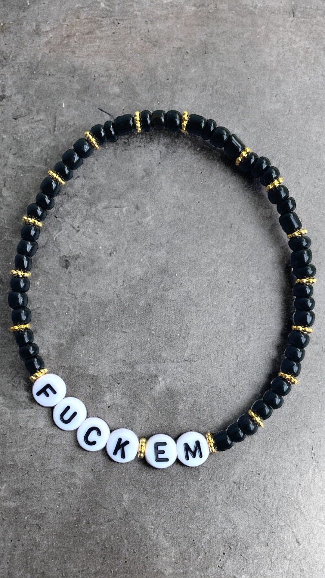 The “max” F*ck Em Bracelet (black Glass Seed Beads and Gold