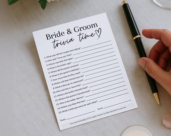 Bride and Groom Trivia Questions Printable Wedding Shower Game Couples Quiz Editable Template Instant Download Engagement Party Activity